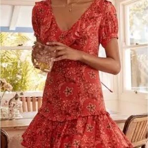 Spell Red Floral Mini Dress